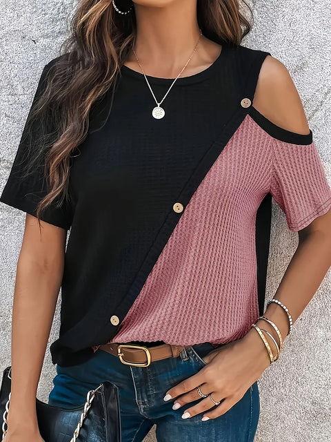 Women Plus Size Woven Spring And Summer T-shirt
