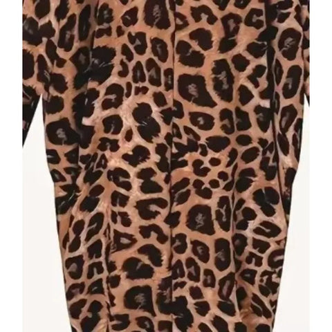 Plus Size 1XL-5XL New Women's Fashion Boho Dress Ladies Casual Leopard Print Batwing Sleeve Keyhole Round Neck Baggy Dress