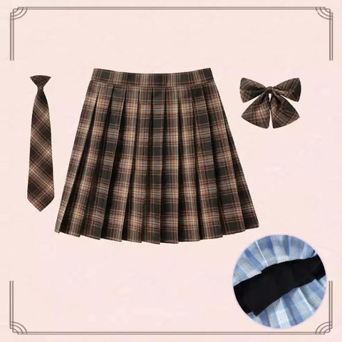 XS- 5XL Women Skirt Preppy Plaid Skirts Inner Shorts High Waist Chic Student Pleated Skirt Harajuku Uniforms Ladies Girls Dance