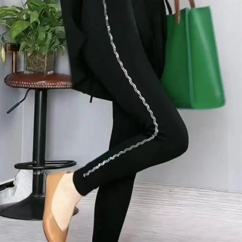 New High-waist Leggings Women Spring Autumn Fashionable Versatile Ironing Pants Women Autumn Winter Velvet Warm Pants