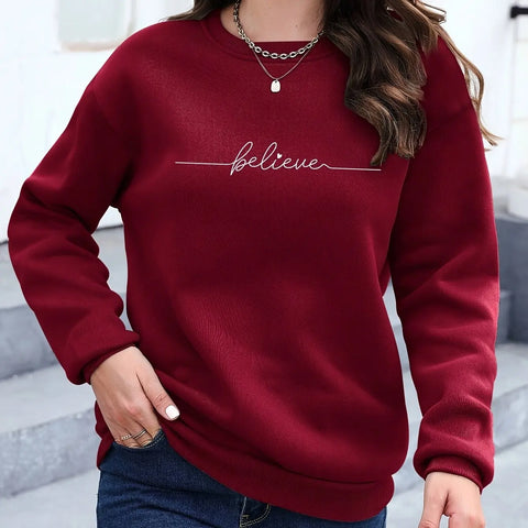 Women's Casual Heart Print Pullover Sweatshirt Geometric Design Long Sleeve Round Neck Machine Washable Regular Fit for Autum