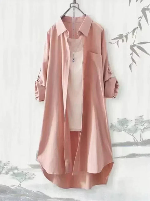 Plus Size Korean Style Women Tops Blouses Loose Breathable Casual Shirts Simple Solid Female Long Sleeved Blouses Hot Clothing