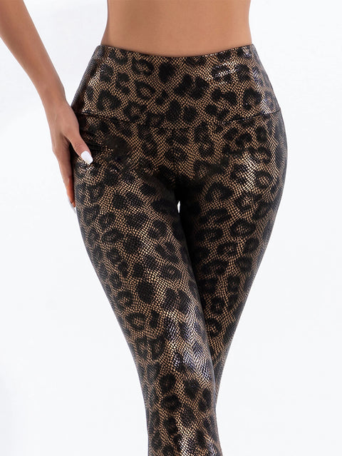 New High-waisted Skin-tight Leopard Print Leggings Women Fashion Europe And America Sexy Slim Stretch Nine-point Pants Women